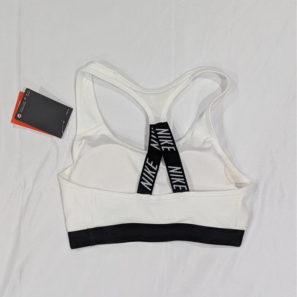 Nike Pro Classic Padded Sports Bra White Black Medium Support Size M New - Picture 5 of 7